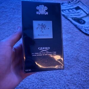 Creed Aventus Box in Deep Blue and Silver Accents